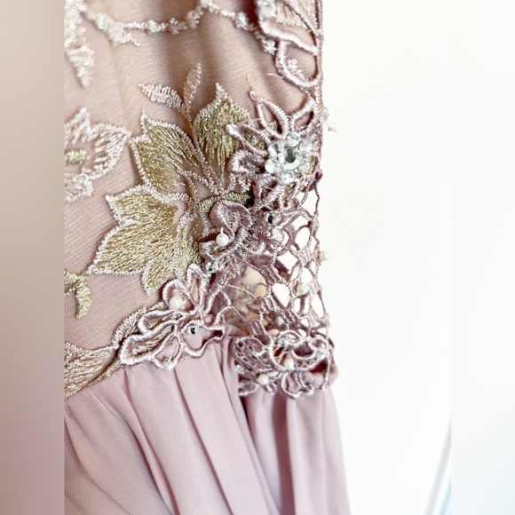 City Triangles Maxi Dress Pink Jewels Pearls Embroidered Prom Homecoming corset - Picture 4 of 8